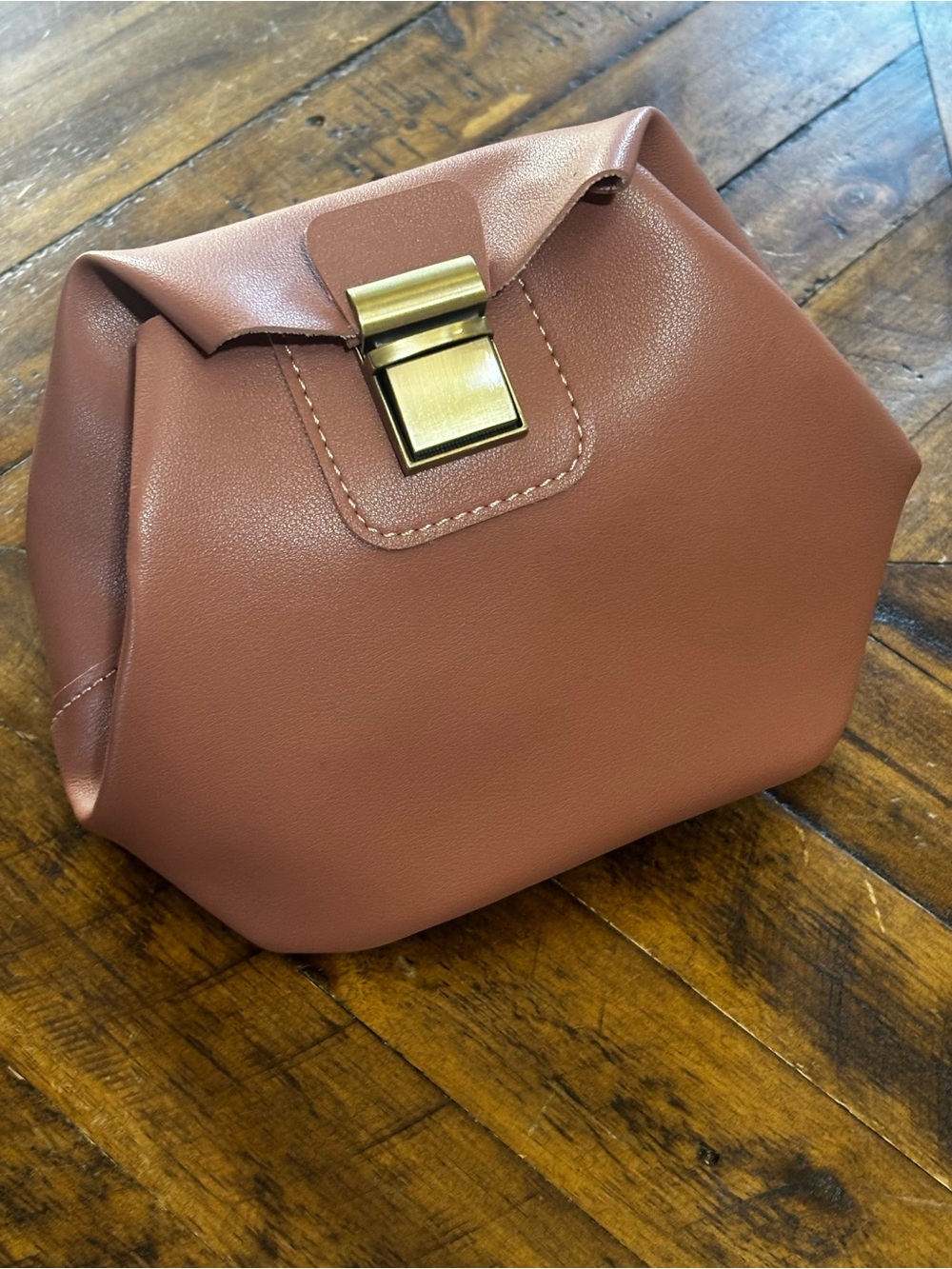 Women’s Pink Leather Clasp Pouch Bag